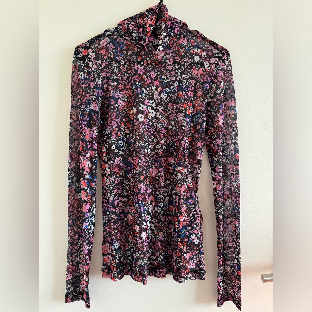 Maje sheer floral turtleneck